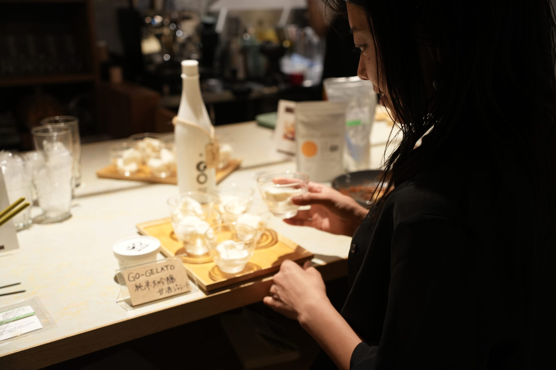 Tsunan Sake Brewery’s sake lees gelato and GO GRANDCLASS Uonuma Koshihikari Edition served at the event